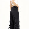 RTK (W) No. 1800 BLACK MULTI-POCKET STRAIGHT CARGO PANTS