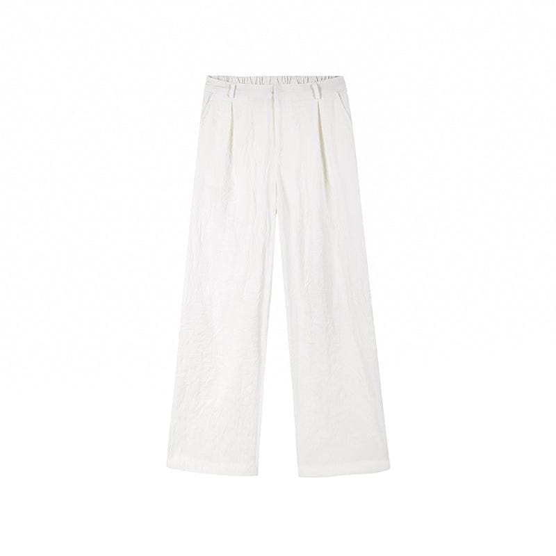 RT No. 4378 LINEN STRAIGHT WIDE DRAPE PANTS