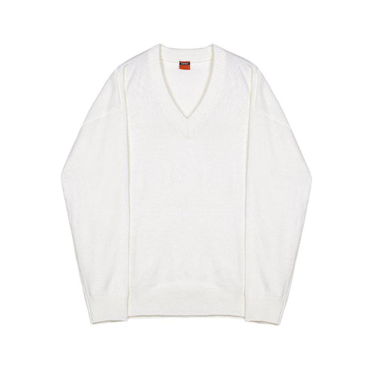 RT No. 3344 WHITE V-NECK KNITTED SWEATER