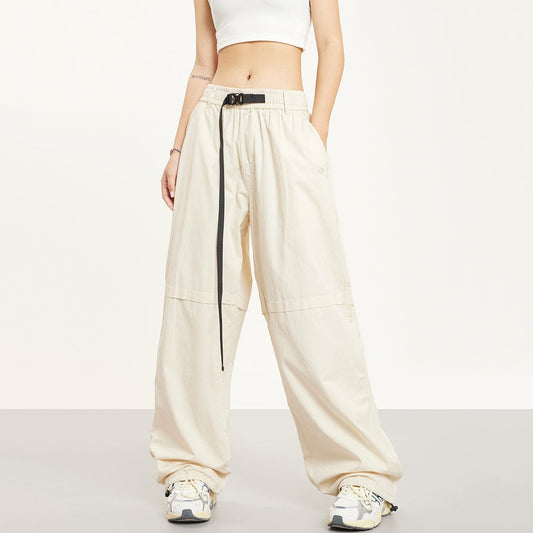 RTK (W) No. 1402 KHAKI BUCKLE WIDE STRAIGHT PANTS