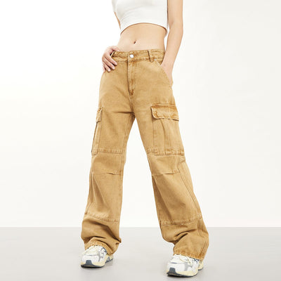 RTK (W) No. 1394 RECONSTRUCTED WASHED MULTI-POCKET WIDE STRAIGHT PANTS