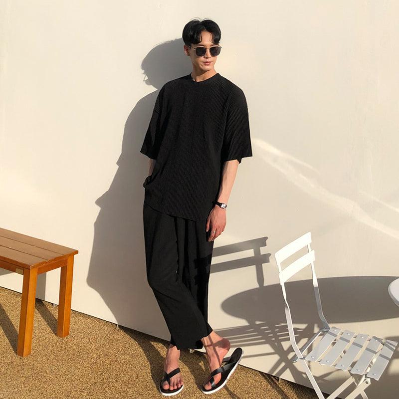 RT No. 2042 PLEATED ANKLE WIDE PANTS & HALF SLEEVE SHIRT
