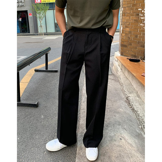 RT No. 9238 BLACK FOLDED STRAIGHT PANTS