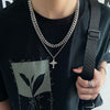 DOUBLE LAYER CROSS CHAIN NECKLACE