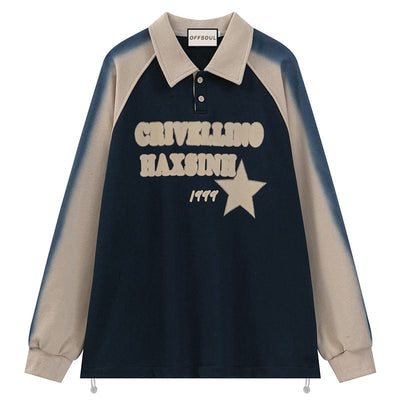 RTK (W) No. 1611 LETTER COLLAR BUTTON-UP SWEATER