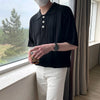 RT No. 8052 KNITTED TWIST COLLAR HALF BUTTON SHORT SLEEVE