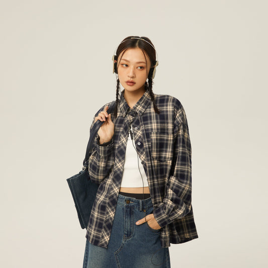 RTK (W) No. 3146 NAVY BLUE PLAID SHIRT