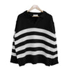 RT No. 6631 KNITTED V-NECK STRIPED COLLAR SWEATER