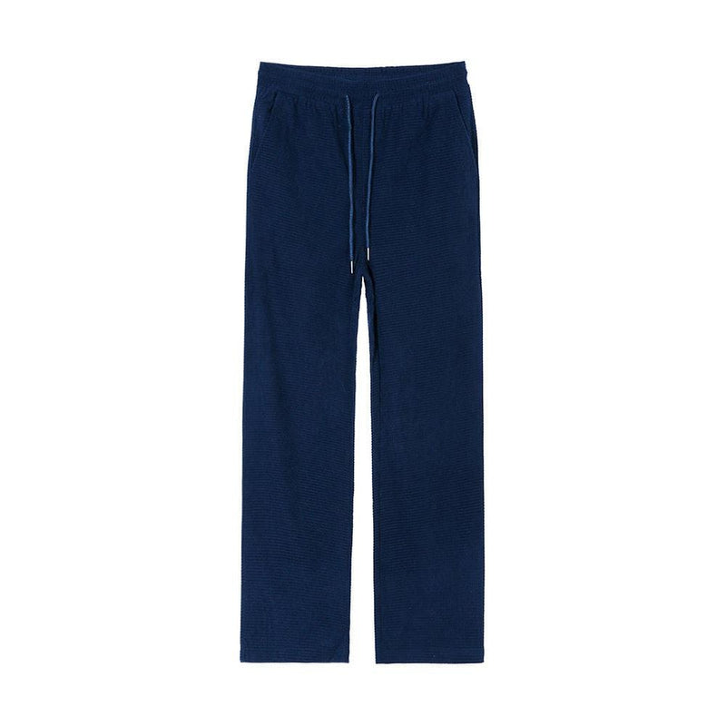 RT No. 5565 BLUE WAFFLE CASUAL WIDE STRAIGHT PANTS
