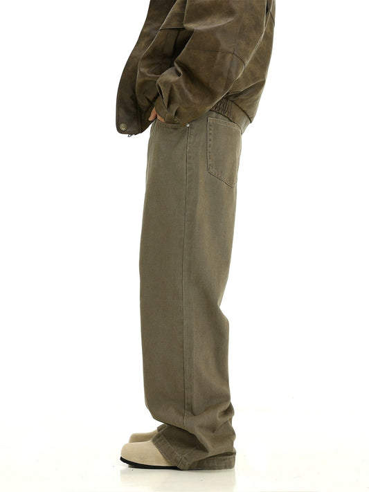 RT No. 10266 COFFEE WIDE STRAIGHT PANTS