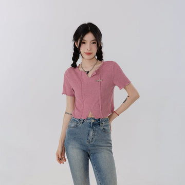 RTK (W) No. 3223 KNIT DISTRESSED CROP TOP