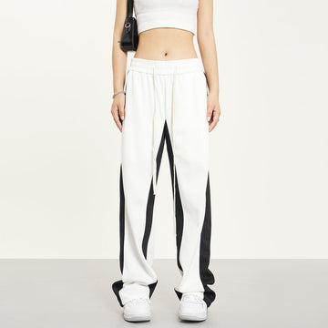 RTK (W) No. 1396 DRAWSTRING CONTRAST STRAIGHT SWEATPANTS