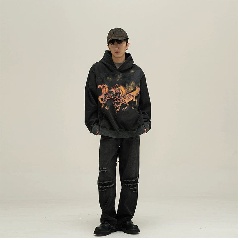 RT No. 10152 HORSE GRAPHIC PULLOVER HOODIE