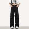 RTK (W) No. 3061 BLACK POCKET STRAIGHT CARGO PANTS