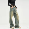 RT No. 10124 RETRO BLUE WIDE STRAIGHT DENIM JEANS