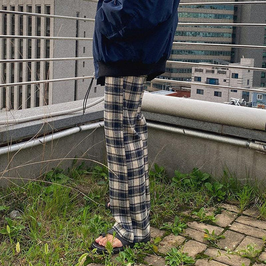 RT No. 3126 DRAWSTRING PLAID PANTS