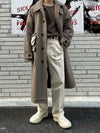 RT No. 10613 BROWN WOOLEN TRENCH COAT