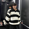 RT No. 6628 STRIPED KNITTED BUTTON-UP SHIRT SWEATER