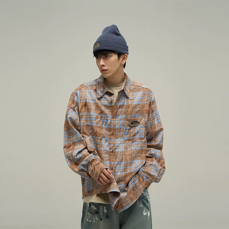 RT No. 10034 BROWN PLAID SHIRT JK