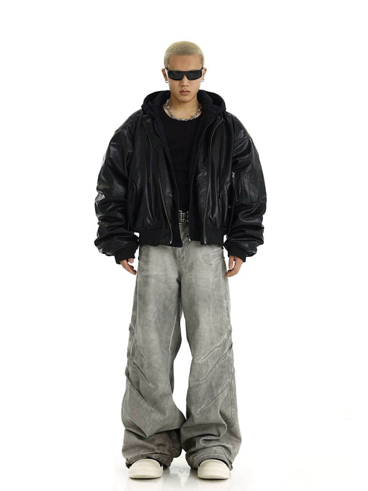 RT No. 10420 DOUBLE LAYER LEATHER JACKET