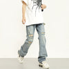 RTK (W) No. 2041 BLUE DISTRESSED RIPPED SLIM STRAIGHT DENIM JEANS