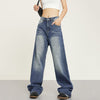 RTK (W) No. 1485 WASHED BLUE STRAIGHT DRAPE DENIM JEANS