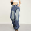 RTK (W) No. 1485 WASHED BLUE STRAIGHT DRAPE DENIM JEANS