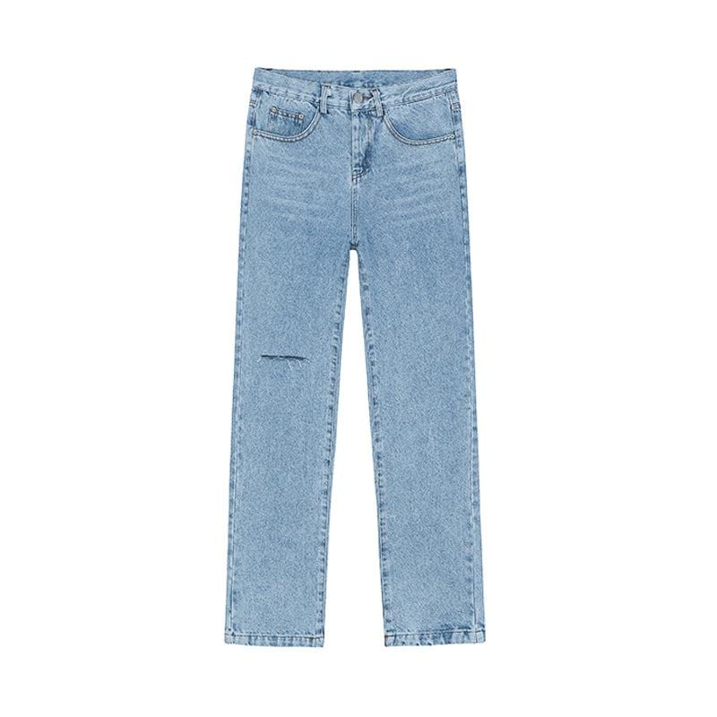 RT No. 4376 RIPPED STRAIGHT DENIM JEANS