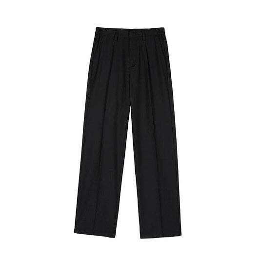 RT No. 9238 BLACK FOLDED STRAIGHT PANTS