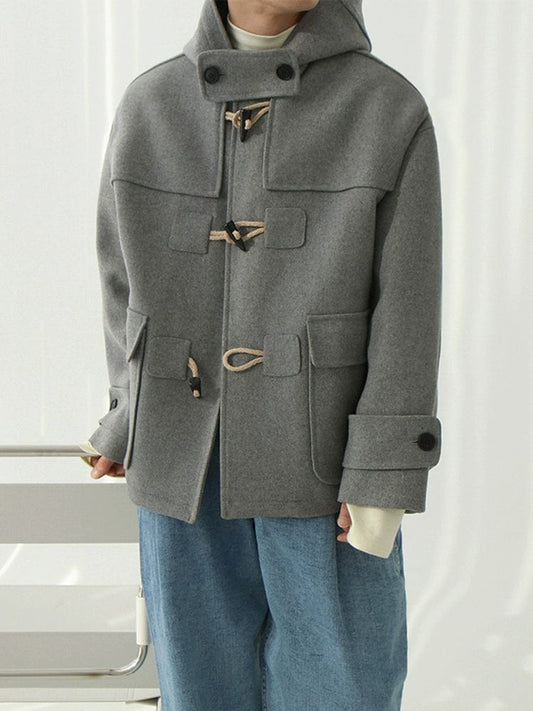 RT No. 10330 WOOLEN DUFFLE HOODED COAT