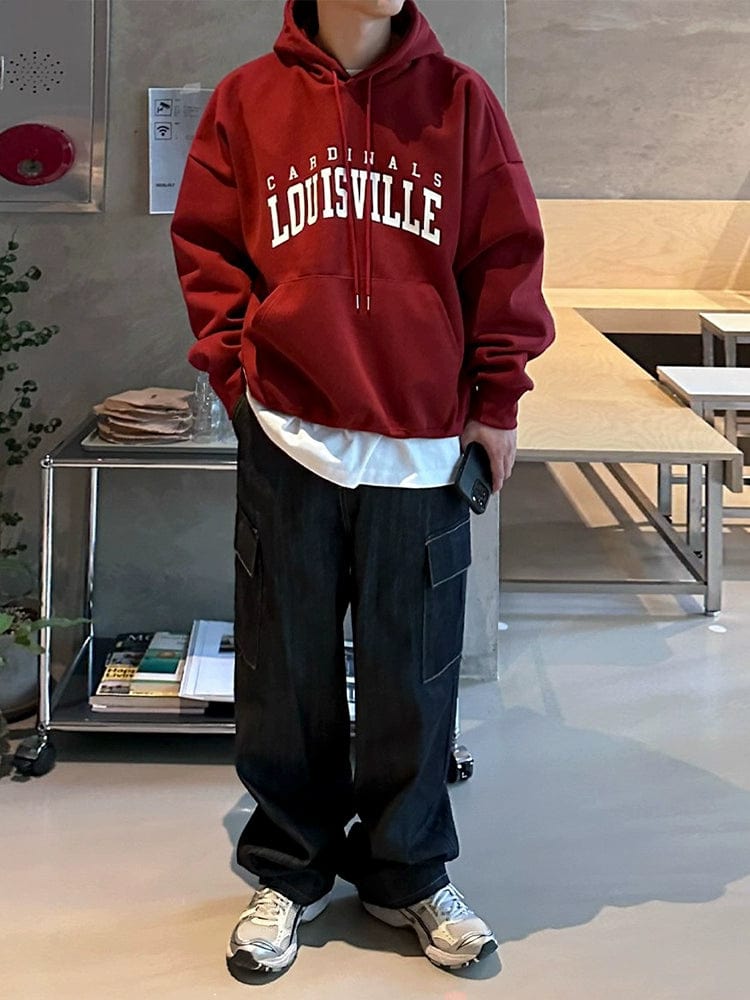 RT No. 11035 CRIMSON RED LETTERED PULLOVER HOODIE