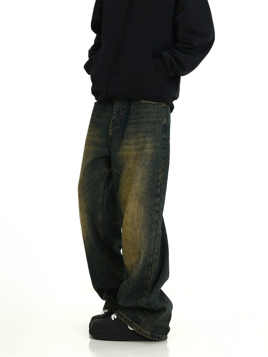 RT No. 10380 RETRO BLUE WIDE STRAIGHT DENIM JEANS