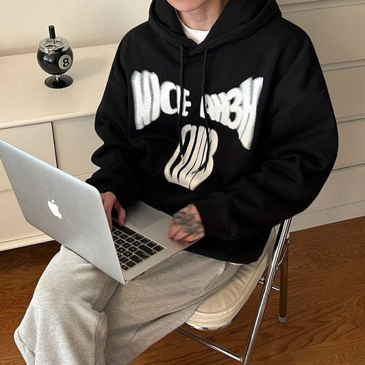 RT No. 6576 LETTERED PRINTED PULLOVER HOODIE