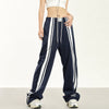 RTK (W) No. 1814 STRIPED DRAPE WIDE STRAIGHT SWEATPANTS