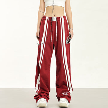 RTK (W) No. 1814 STRIPED DRAPE WIDE STRAIGHT SWEATPANTS