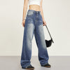 RTK (W) No. 1485 WASHED BLUE STRAIGHT DRAPE DENIM JEANS