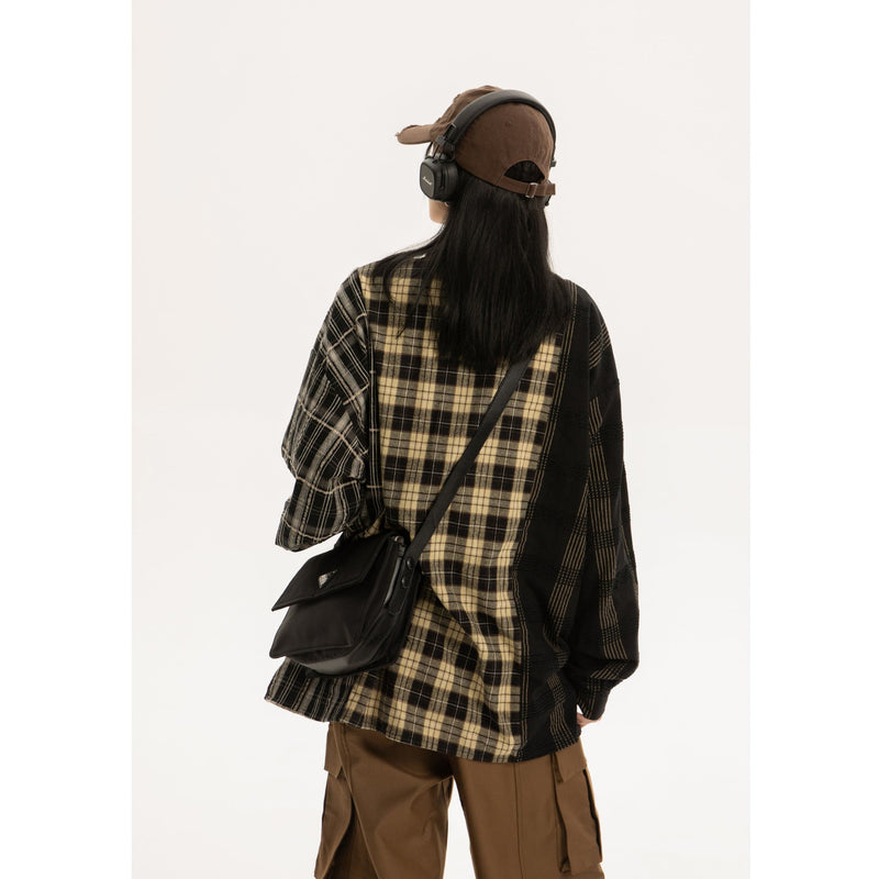 RTK (W) No. 3176 RECONSTRUCTED PLAID BUTTON-UP SHIRT