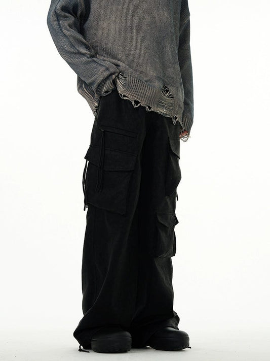 RT No. 11135 BLACK BAGGY STRAIGHT CARGO PANTS