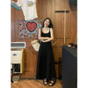 RTK (W) No. 1729 BLACK SLEEVELESS STRAP LONG DRESS