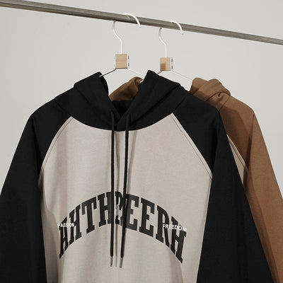 RT No. 6507 TWO TONE LETTERED PULLOVER HOODIE