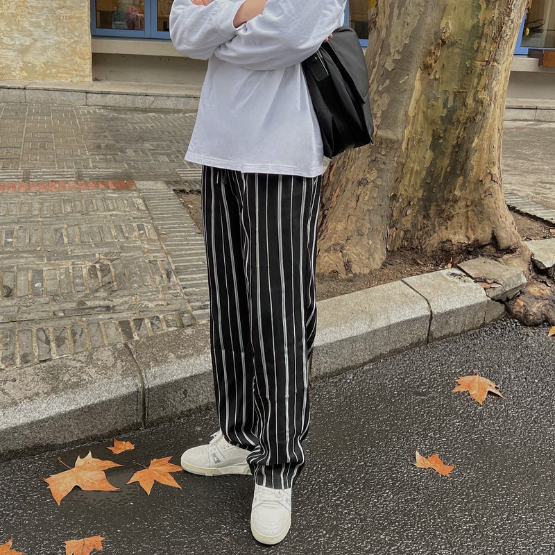 RT No. 5019 STRIPED STRAIGHT WIDE PANTS