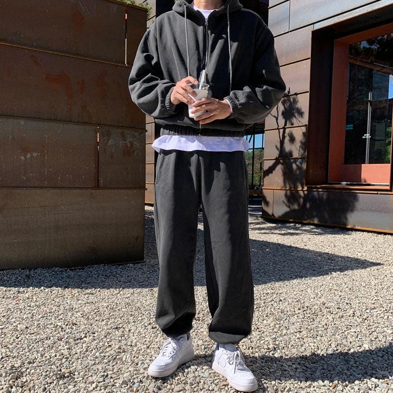 RT No. 6399 CHARCOAL GRAY ZIP UP HOODIE SWEATPANTS REALTAKAI