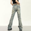 RTK (W) No. 1917 YELLOW BLUE SLIM MICRO FLARED DENIM JEANS