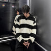 RT No. 6628 STRIPED KNITTED BUTTON-UP SHIRT SWEATER