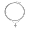 DOUBLE LAYER CROSS CHAIN NECKLACE