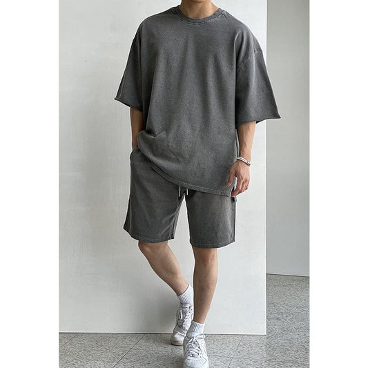 RT No. 9521 DARK GRAY HALF SLEEVE SHIRT & SHORTS