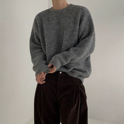 RT No. 10182 GRAY KNITTED PULLOVER SWEATER