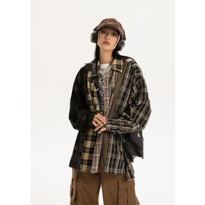 RTK (W) No. 3176 RECONSTRUCTED PLAID BUTTON-UP SHIRT