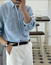 RT No. 6813 DENIM COLLAR BUTTON-UP SHIRT