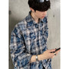 RT No. 9742 DISTRESSED BLUE PLAID SHIRT